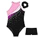 BNDDZBN Gymnastics Leotards for Girls Girl Rhinestone Ballet Leotard Gymnastic Bodysuit with Short(Black Royal Blue,8)