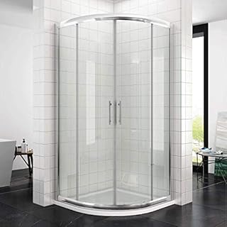 ELEGANT 900 x 900 mm Quadrant Shower Door 6mm Safety Glass Sliding Shower Enclosure with Stainless Steel Handle, Chrome