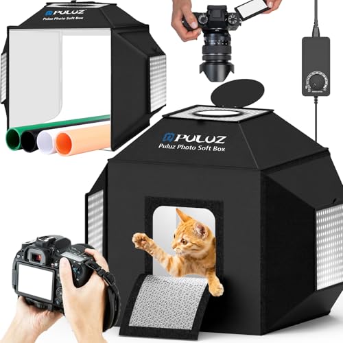 Photo Studio Light Box,16'x16' /40x40cm Portable Shooting Tent with 480 LEDs, 3 Stepless Dimmable...