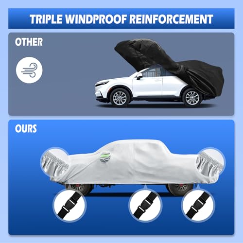 Image of Car Cover Custom Fit for Toyota Tacoma 2005-2026, Migaven Waterproof Full Exterior Cover Sun Rain Protection with Door Zipper and Cotton Lining