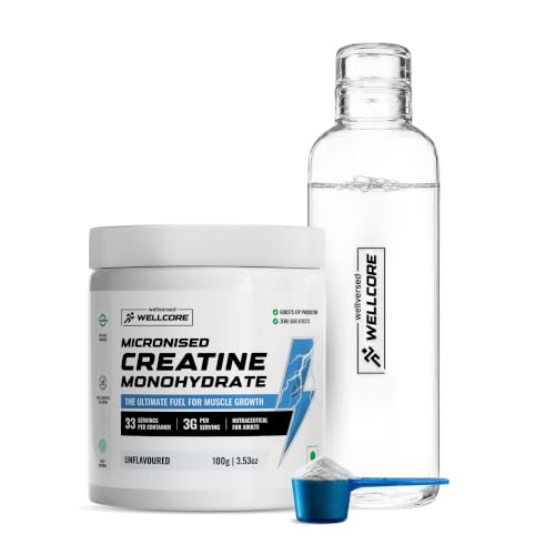 Image of Wellcore Micronised Creatine With Glass Bottle (83 Servings, Unflavoured)