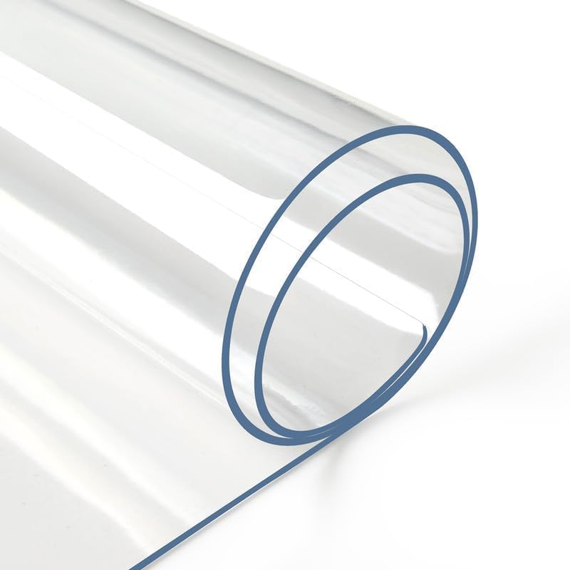 2.0mm Clear Desk Cover Protector, 17×48 Inch Clear Table Protector, Rectangular Vinyl Desk Pad, PVC Plastic Table Cover for Office, Dresser, Night Stand, Computer & Writing Desk Tabletop
