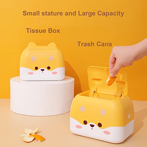 Bote de basura pequeño con tapa para escritorio Omeily miniatura 2