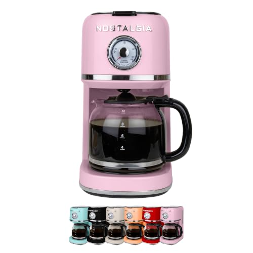 Nostalgia Classic Retro 10 Cup Coffee Maker - One-Touch Drip