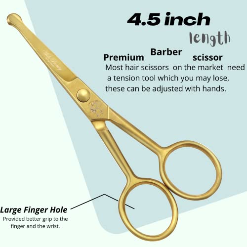 wishbeauty Hairdressing Scissors Kids Safety Round Tips and Curved Hair Scissors Children Haircut Scissors Hair Trimming Scissors Professional Salon Barber Scissors for Baby (Gold 4.5" Scissors) - Image 3
