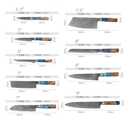 Set Cuchillos Cocina 9 Piezas Acero Damasceno miniatura 3