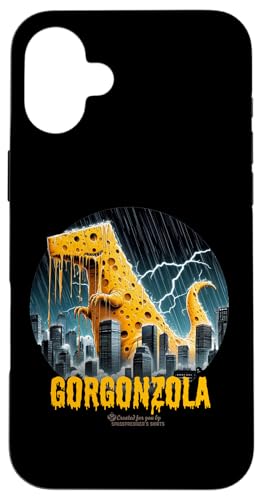 Carcasa para iPhone 16 Plus Gorgonzola el monstruo del queso película de terror parodia con Gorgonzola
