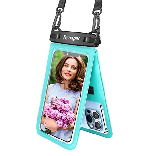 Buogint Double Space Waterproof Phone Pouch, 2 in 1 Waterproof Touchscreen Phone Case Float Water Proof Cell Phone Pouch, Underwater Clear Cellphone Holder Large Protector for Smart Phones for Beach