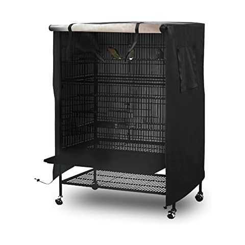DERCLIVE Outdoor Indoor Großer Vogelkäfig Abdeckung Wetterfest Sonnenschutz Käfig Verdunkelungsabdeckung Universal für Vogelkäfig, Schwarz, 130*96*59cm Cover