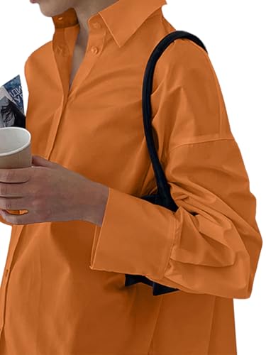 Image of LYANER Women's Casual Shirt Dress Collar V Neck Button Down Loose Long Sleeve Mini Dresses
