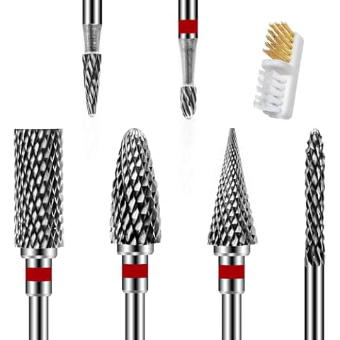 ANRUI 6pcs Nail Drill Bits Set, 3/32 Inch Professional Tungsten Carbide Drill Bits for Nails, Cuticle Drill Bit for Acrylic Nails, Cuticle Remover Tool for Home Salon Gel Nail Polish Cover