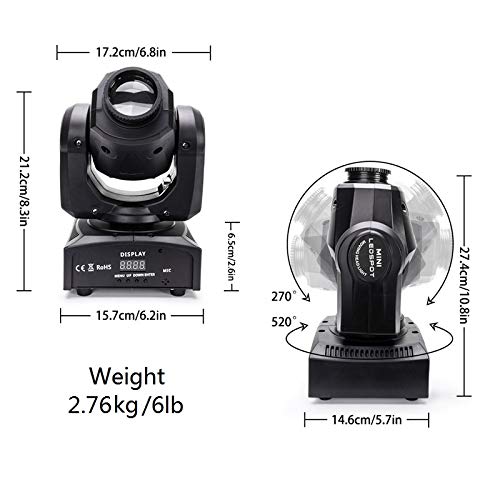 U`King 50W LED Moving Head Light with Remote 8 GOBO 8 Pattern Spotlight by DMX Controlled 11 Channel for Disco Club Party Stage Lighting Shows