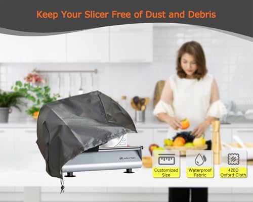 Image of 7.5 inch Meat Slicer Dust Cover, Compatible with OSTBA, Borelebbi, VEVOR, EliteGourmet, TOKASS, Cusinart, Nutrichef, WESTON, LEM and other Electric Deli Slicers with 7 Inch (190mm) Blade, GRAY