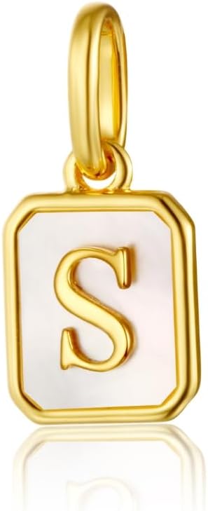 CAITLYNMINIMALIST 18K Gold Mother of Pearl Alphabet Letter Initial Charm Bead Pendant for Bracelet Necklace & Earrings
