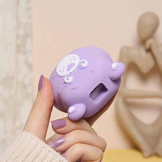 Image of Cartoon 3D Design Protective Case for 18W 20W iPhone 16 1514 13 12 11 Pro Max Fast Charging Cable Adapter Charger, Cute Cartoon Lightning Data Cable Case for iPhone Charger Purple-bear