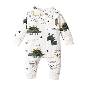 Infantile BéBé GarçOn Fille Dinosaure Imprimé Barboteuse Manches Longues Dessin Animé Imprimé Body Automne Hiver Tenues VêTements Une PièCe Combinaison