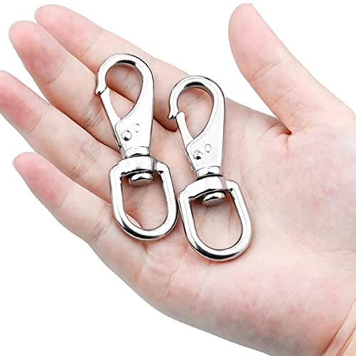 BuxiuGK 2 Stück Karabinerhaken mit 360°Grad drehbarem Ösenring,Karabiner Haken Wirbelkarabiner aus Edelstahl Schnapphaken Drehbar Snap Hooks für Hundehalsband Schnellverschluss