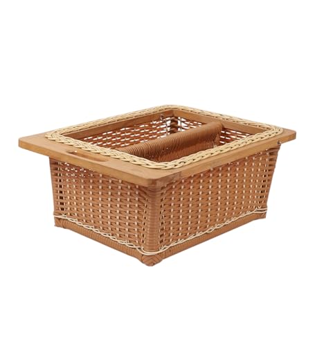 Image of AKWAY PVC wicker basket for modular kitchen | pvc wicker basket for Kitchen | Pull Out Basket for Onion, Potato, Fruits (With Partition, 16.3 inchW x 20 inchDx 4 inchH)