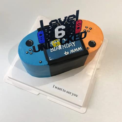 6Th Birthday Video Game Cake Topper Level 6 Unlocked Cake Topper For Kids Boy Girl 6-Years-Old Birthday Party Decoration #TOP2