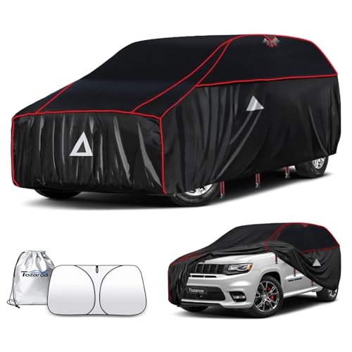 Tozaroa Hail Protector Car Cover for SUV(Length:191'-201'),Waterproof All-Weather Outdoor Anti Hail Thick Multi-Layered EVA with Sun Visor&Storage Bag for Explorer, Telluride,Pilot etc