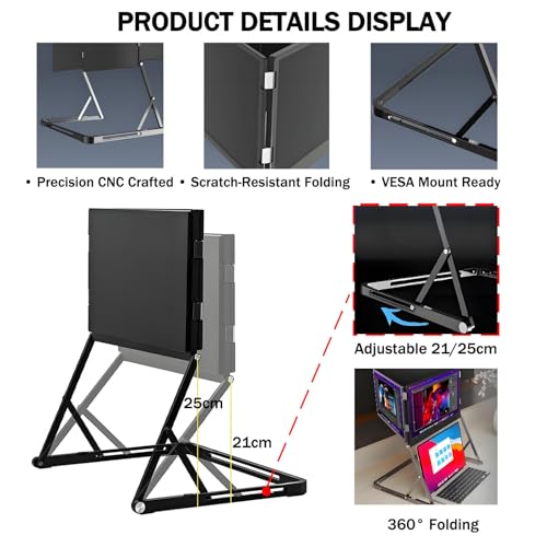 Image of 15.6 inch FHD 1080P Laptop Screen Extender - Ultra-Slim Triple Portable Monitor with IPS Display, Built-in Speakers, Foldable Design for Mac & Windows Users