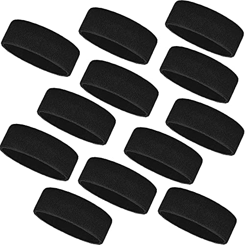 Image of Bememo 12 Pcs Sweatbands Sport Headbands for Men & Women Basketball Headband Sport Competitions Sweat Headbands Running Terry Cloth Moisture Wicking for Yoga,Tennis,Gym,Exercise