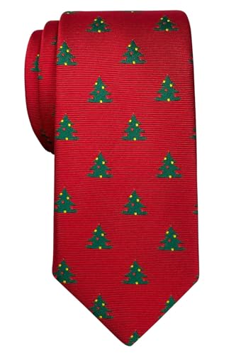 Retreez Herren Schmale Gewebte Weihnachten Krawatte Weihnachtsbaum 6 cm - rot,