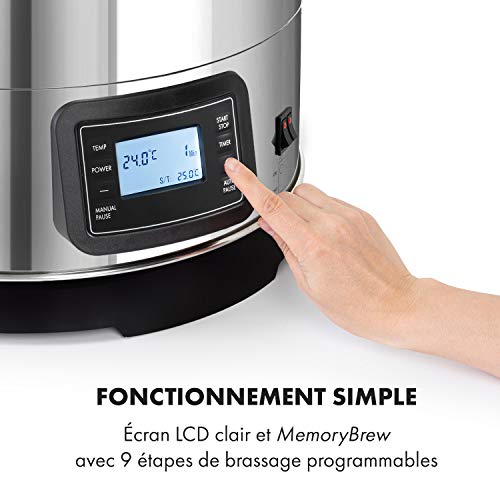 KLARSTEIN Mundschenk - Cuve de brassage, Cuve fermentation bière, MemoryBrew, Ecran LCD, Inox 304, Avec tamis et récipient à grains, Chauffage de 3000 W, 65 L - Argent - Image 4