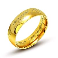 AURSTORE Schmuck „Herr der Ringe“-Ring aus Wolfram, 6 mm, Größe nach Wahl 56-68 mit Kette aus Stahl, 54 cm (GOLD, 64)