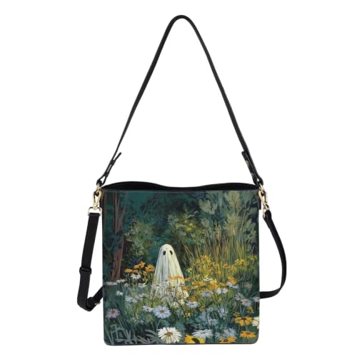 Image of HUGS IDEA Boho Bags for Women Leather Handbag Shoulder Bucket Crossbody Purse