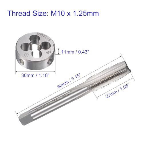 MACHSWON M10 x 1.25mm Metric Tap and Die Set - Machine Thread Screw Tap with Round Threading Die Kit for Thread Repair - Image 3