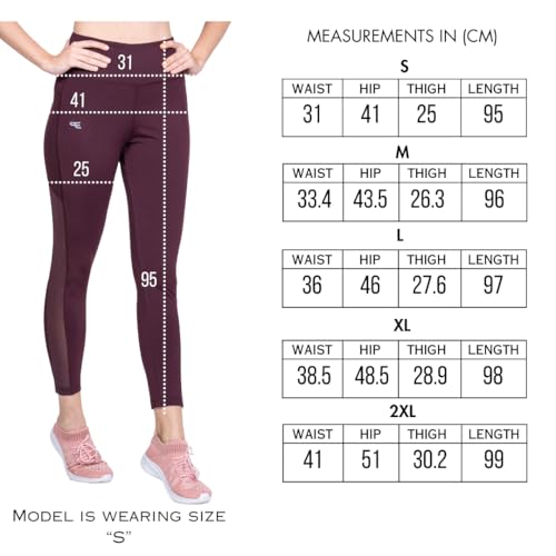 Image of 3rd Planet Women's High Waist Activewear Leggings | 4-Way Stretch, Sweat-Wicking, Non-See-Through Gym & Yoga Tights with Side Pockets | Comfortable Slim Fit Pants for Workout, Running & Fitness