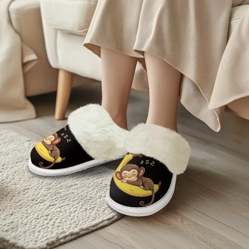 Binienty Womens Slippers Fluffy Fuzzy House Slippers Indoor Outdoor Bedroom Shoes Size 5-132