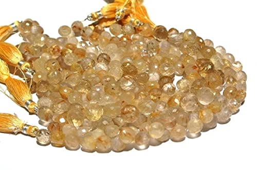 Quartz rutilé doré LKBEADS en perles oignons facettées de 8-10mm pour création de bijoux uniques