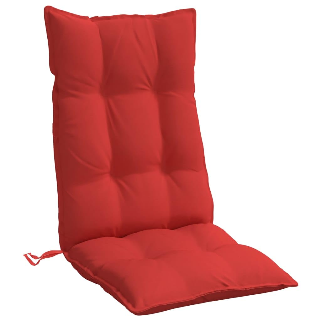vidaXL Lot de 2 Coussins de Chaise à Dossier Haut, Galette de Siège Imperméable, Coussin d'Extérieur Anti-Glissement Jardin Terrasse, Rouge Tissu Oxford