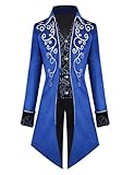 Apocrypha Men's Medieval Steampunk Tailcoat Vampire Gothic Jackets Frock Coat (XX-Large, Blue)