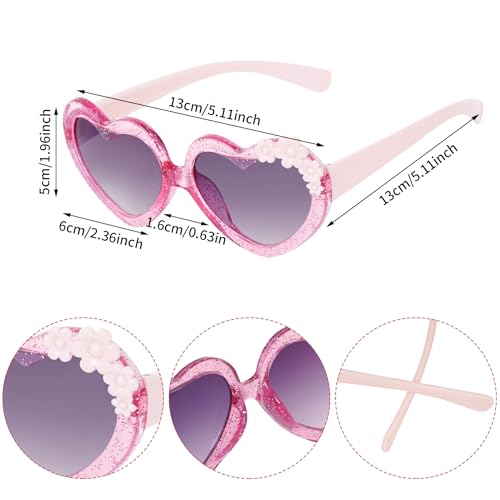 obmwang 3 Pairs Cute Kids Sunglasses Multiple Shaped Glasse for Toddler Girls Age 3-12 Outdoor Beach Eyewear, UV400 Protection3