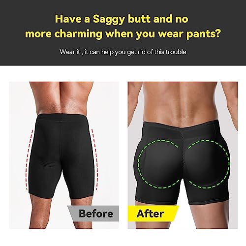 Men Butt Padded Underwear for Big Butt Enhance Men Shapewear Boxer Short Briefs with 4 Detachable Pads4