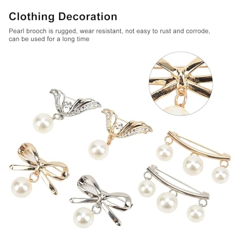 Image of Pearl Brooch, 18Pcs Women Brooch Pins Faux Pearl Pins Sweater Shawl Pins Clips Neckline Safety Clothing Dresses Decoration