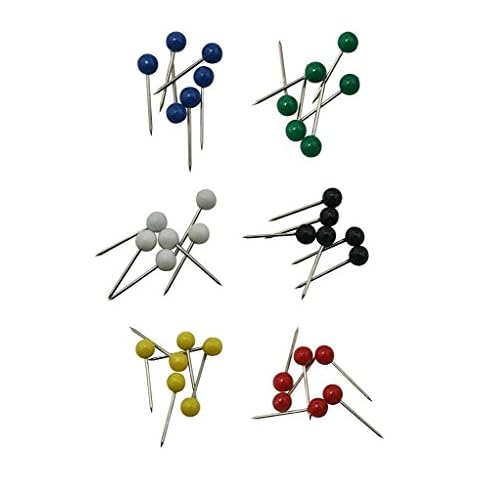 Aketek 0.16" Diameter Small Head Map Tacks Mixed Color Pack of 300 Cover