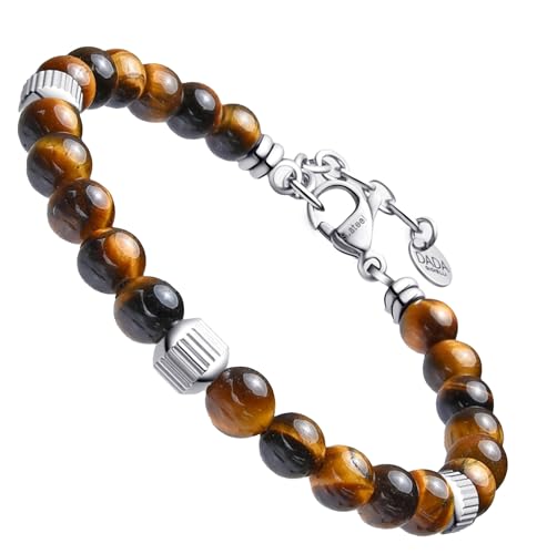 MATERIALI DI QUALITÁ: bracciale in acciaio inossidabile 316 o 304 anallergico, colore argento con effetto diamantato, impreziosito da pietre dure naturali