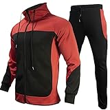 Casual Running Tracksuits Men Sweatshirt Sporting Gyms Spring Jacket + Pants Men's Track Suit Sportswear Fitness Red XXL