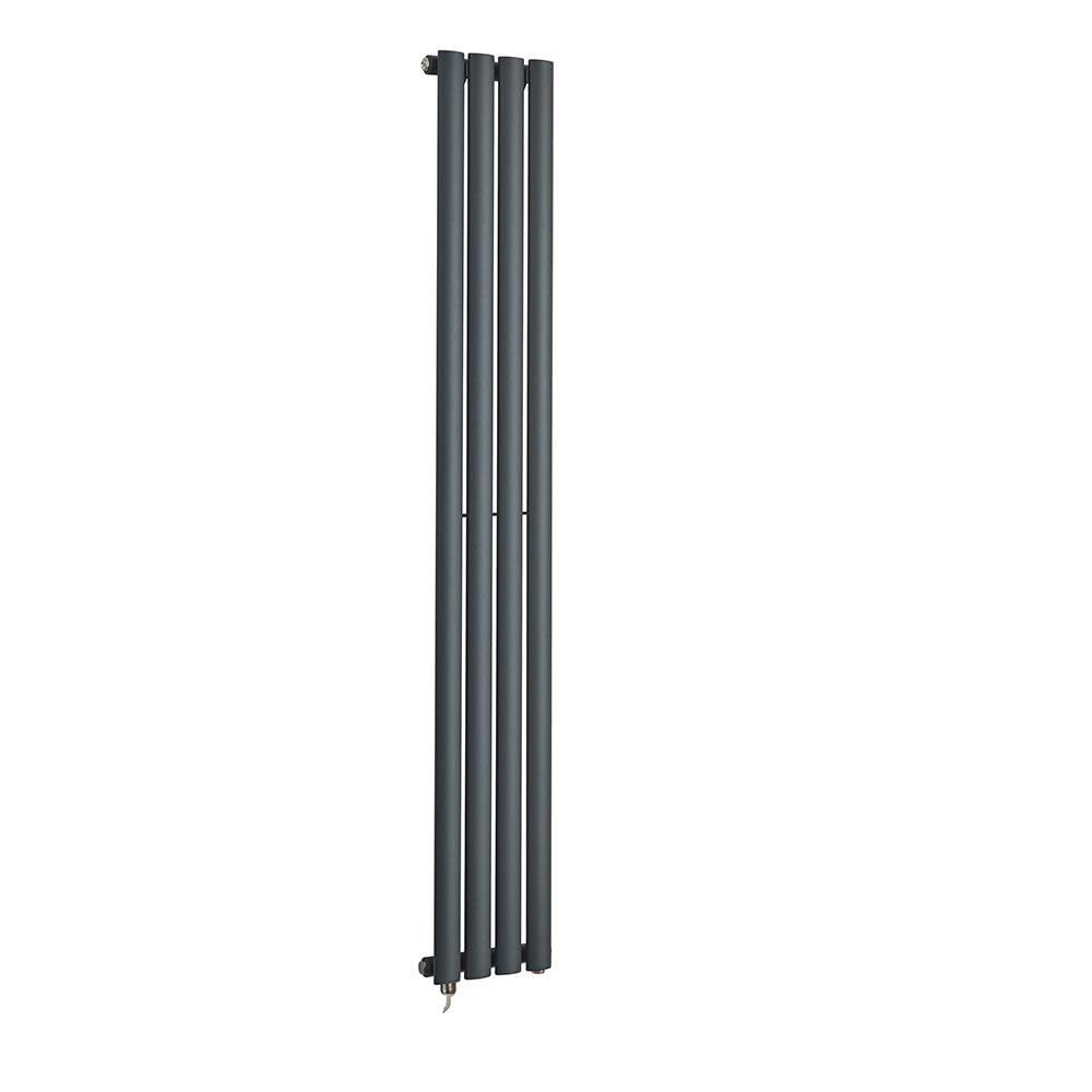 Milano Aruba 600W Anthracite Vertical Single Oval Panel Electric Radiator - 1600mm x 236mm