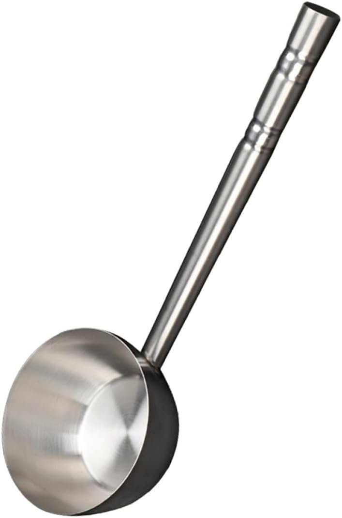 Stainless Steel Water Spoon Long Handle 16cm Flat Bottom Kitchen Ladle Multipurpose Water Scoop for Home and Restaurant Use