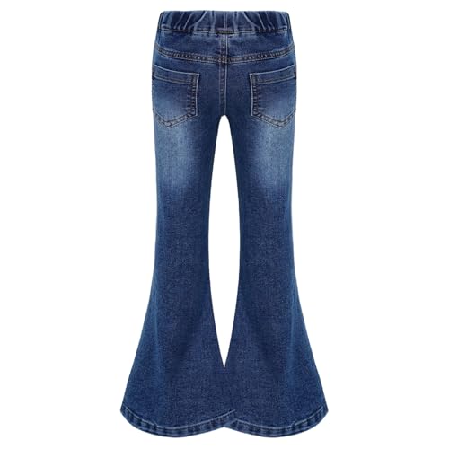 Girls Washed Denim Pants Skinny Flared Jeans Elastic Waistband Bell-Bottoms for Kids 5-16 Years2