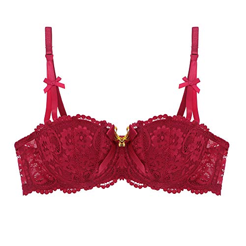 Soutien-Gorge Demi-Bonnet Sexuel Rassembler Le Soutien-Gorge des Femmes (Rouge, 90B) Cover