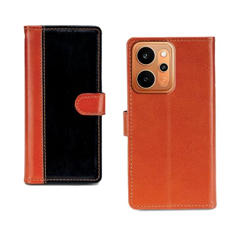 Image of amazon basics Realme P4 Power 5G Flip Cover | Card Pockets Wallet & Stand | Flip Cover for Realme P4 Power 5G (Beige and Black)