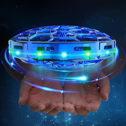 semai Mini UFO Drohne Fliegender Ball, Fliegendes Spielzeug Handgesteuerter 360°Rotierenden Hover Flying Ball mit LED Licht, Indoor Outdoor Geschenke für Kinder Jungen Mädchen 6 7