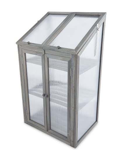 tradefirst 3 Tier Small Wooden Greenhouse, Mini Wooden Greenhouse Transparent Wooden Cold Frame, Gardening Cold Frames Garden, Small Greenhouse For Small Garden |Grey| _ W69 x D49 x H120 cm