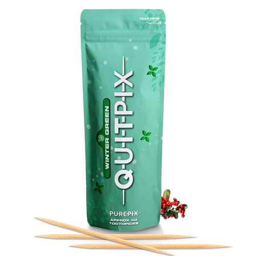 infused premium flavored toothpicks - to help quit smoking - nicotine free - non-gmo kosher vegan wintergreen 40 approx count